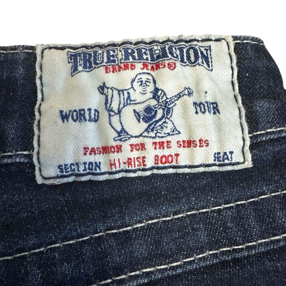 True Religion Women’s Jeans Hi-Rise Boot Size 25 Inseam 33 Flap Pocket Dark Wash - Picture 5 of 6